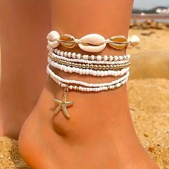 New Boho Chic Beach Anklet Set - Picture 1 of 1